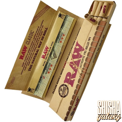 Raw RAW - Connoisseur - Classic - King Size Slim + Pre-Rolled Tips - Extra Fine - Zigarettenpapier (32 Blättchen + 24 Pre-Rolled Tips)
