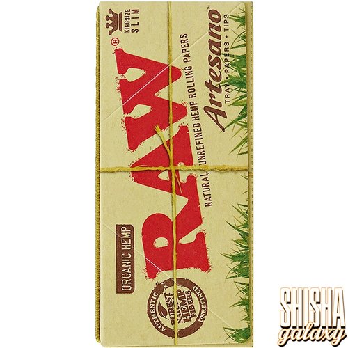 Raw RAW - Artesano - Organic Hemp - 1 1/4 Size + Tips + Tray - Extra Fine - Zigarettenpapier (32 Blättchen + 32 Tips + 1 Tray)