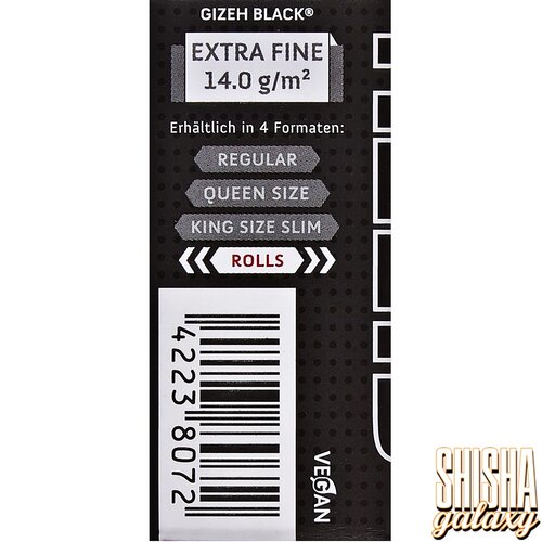 Gizeh Gizeh - Black - Rolls Slim - Extra Fine - 5 Meter + 50 Tips - Endlospaper