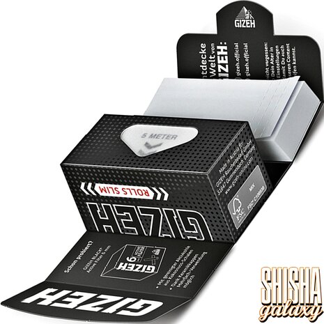 Gizeh Gizeh - Black - Rolls Slim - Extra Fine - 5 Meter + 50 Tips - Endlospaper Gizeh Gizeh - Black - Rolls Slim - Extra Fine - 5 Meter + 50 Tips - Endlospaper