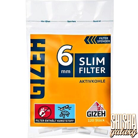 Gizeh Gizeh - Slim Filter - Aktivkohle - Ø 6 mm - 120 Stück - Aktivkohlefilter