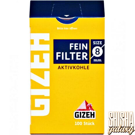 Gizeh Gizeh - Fein Filter - Aktivkohle - Ø 8 mm - 100 Stück - Aktivkohlefilter Gizeh Gizeh - Fein Filter - Aktivkohle - Ø 8 mm - 100 Stück - Aktivkohlefilter