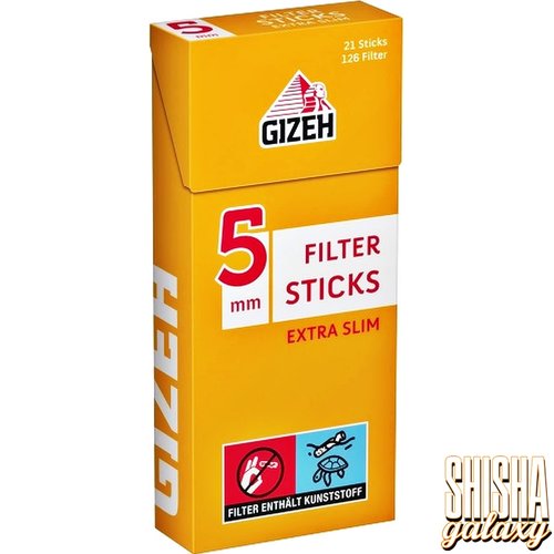 Gizeh Gizeh - Filter Sticks - Extra Slim - Ø 5 mm - 126 Filter + 21 Sticks - Eindrehfilter