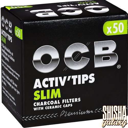 OCB Black - Premium - Activ Tips - Slim - Ø 7 mm - 50 Stück - Aktivkohlefilter