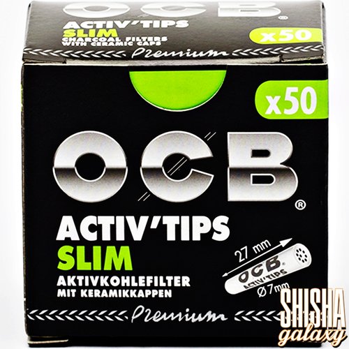 OCB OCB - Black - Premium - Activ Tips - Slim - Ø 7 mm - 50 Stück - Aktivkohlefilter