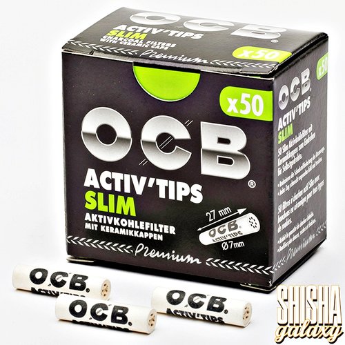 OCB OCB - Black - Premium - Activ Tips - Slim - Ø 7 mm - 50 Stück - Aktivkohlefilter