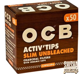 OCB Virgin - Activ Tips - Slim Unbleached - Ø 7 mm - 50 Stück - Aktivkohlefilter OCB Virgin - Activ Tips - Slim Unbleached - Ø 7 mm - 50 Stück - Aktivkohlefilter