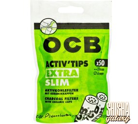 OCB Premium - Activ Tips - Extra Slim - Ø 6 mm - 50 Stück - Aktivkohlefilter OCB Premium - Activ Tips - Extra Slim - Ø 6 mm - 50 Stück - Aktivkohlefilter