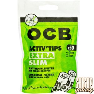 OCB Premium - Activ Tips - Extra Slim - Ø 6 mm - 50 Stück - Aktivkohlefilter