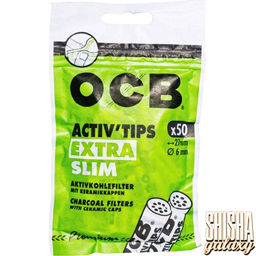 OCB OCB - Premium - Activ Tips - Extra Slim - Ø 6 mm - 50 Stück - Aktivkohlefilter