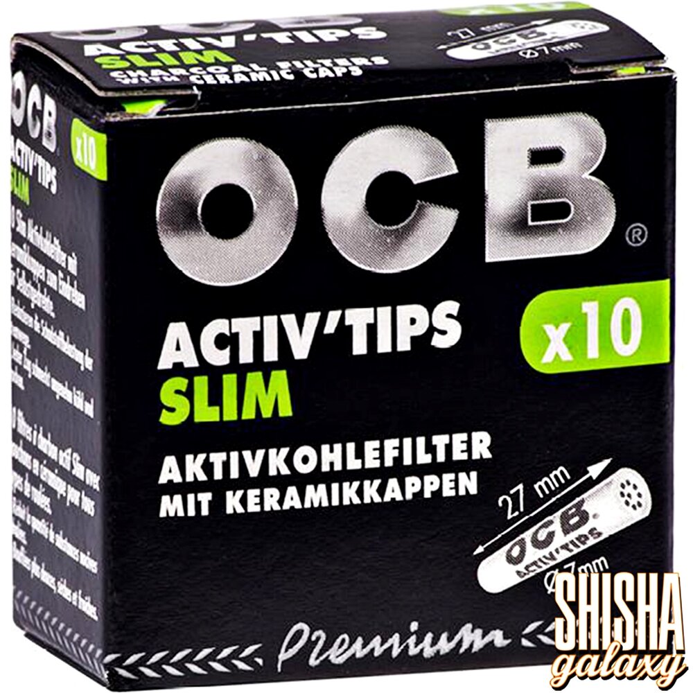 OCB OCB - Black - Premium - Activ Tips - Slim - Ø 7 mm - 10 Stück - Aktivkohlefilter