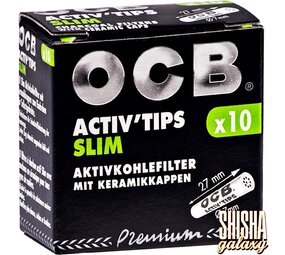 OCB Black - Premium - Activ Tips - Slim - Ø 7 mm - 10 Stück - Aktivkohlefilter