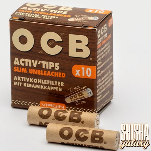 OCB OCB - Virgin - Activ Tips - Slim Unbleached - Ø 7 mm - 10 Stück - Aktivkohlefilter