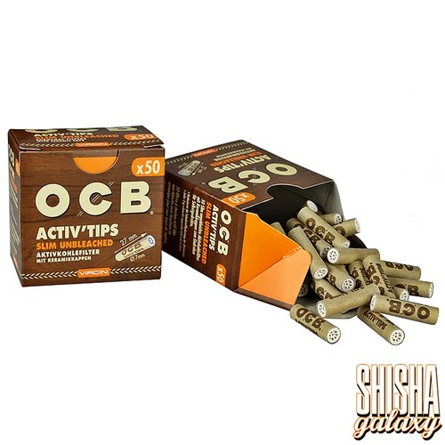 OCB OCB - Virgin - Activ Tips - Slim Unbleached - Ø 7 mm - 10 Stück - Aktivkohlefilter