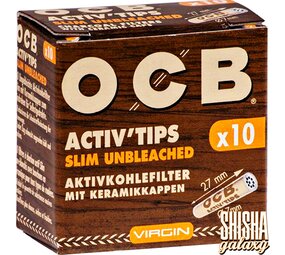 OCB Virgin - Activ Tips - Slim Unbleached - Ø 7 mm - 10 Stück - Aktivkohlefilter OCB Virgin - Activ Tips - Slim Unbleached - Ø 7 mm - 10 Stück - Aktivkohlefilter