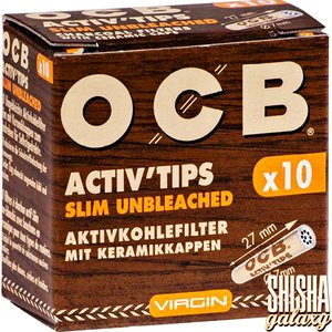 OCB Virgin - Activ Tips - Slim Unbleached - Ø 7 mm - 10 Stück - Aktivkohlefilter