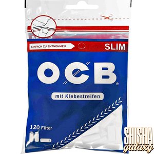 OCB Blau - Slim  Filter + Klebestreifen - Ø 6 mm - 120 Stück - Eindrehfilter