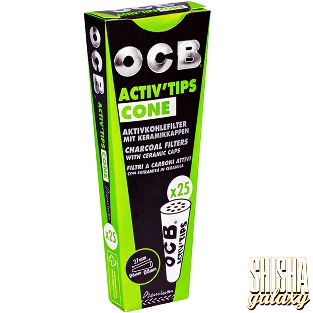 OCB OCB - Premium - Activ Tips - Cone - Ø 6 ~ Ø 8 mm - 25 Stück - Aktivkohlefilter
