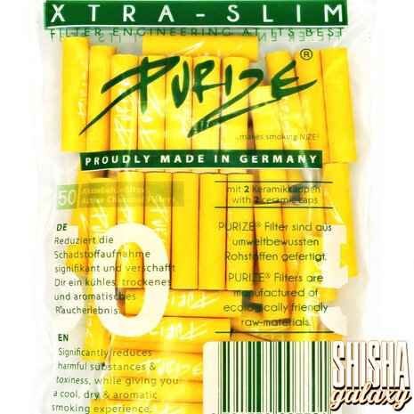 Purize Purize - Gelb - Xtra Slim - Ø 5,9 mm - 50 Stück - Aktivkohlefilter Purize Purize - Gelb - Xtra Slim - Ø 5,9 mm - 50 Stück - Aktivkohlefilter
