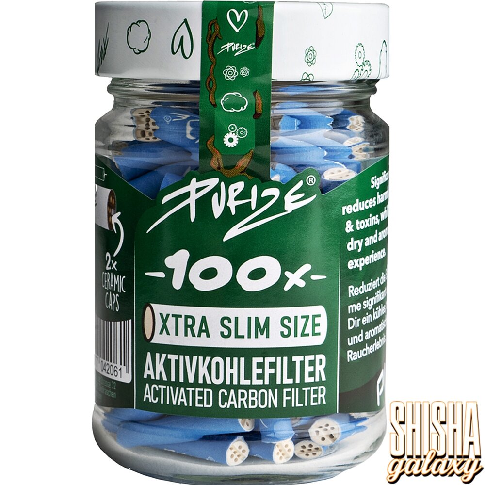 Purize Purize - Blau - Xtra Slim Size - Ø 5,9 mm - 100 Stück - Aktivkohlefilter
