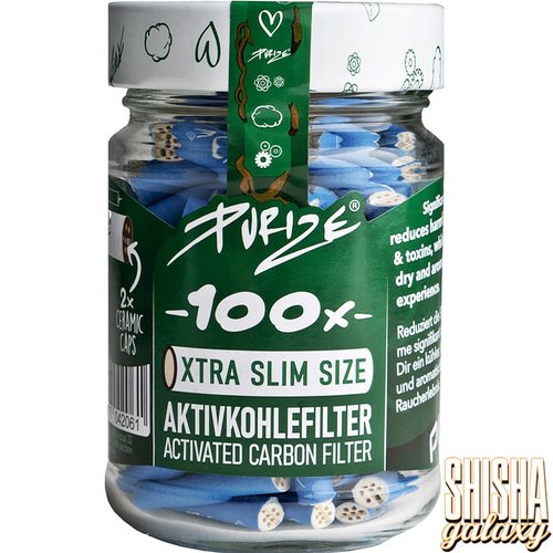 Purize Blau - Xtra Slim Size - Ø 5,9 mm - 100 Stück - Aktivkohlefilter