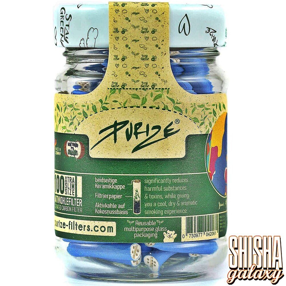 Purize Purize - Blau - Xtra Slim Size - Ø 5,9 mm - 100 Stück - Aktivkohlefilter