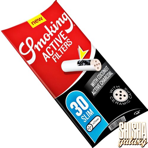 Smoking Smoking - Activ Filters - Slim - Ø 6 mm - 30 Stück - Aktivkohlefilter