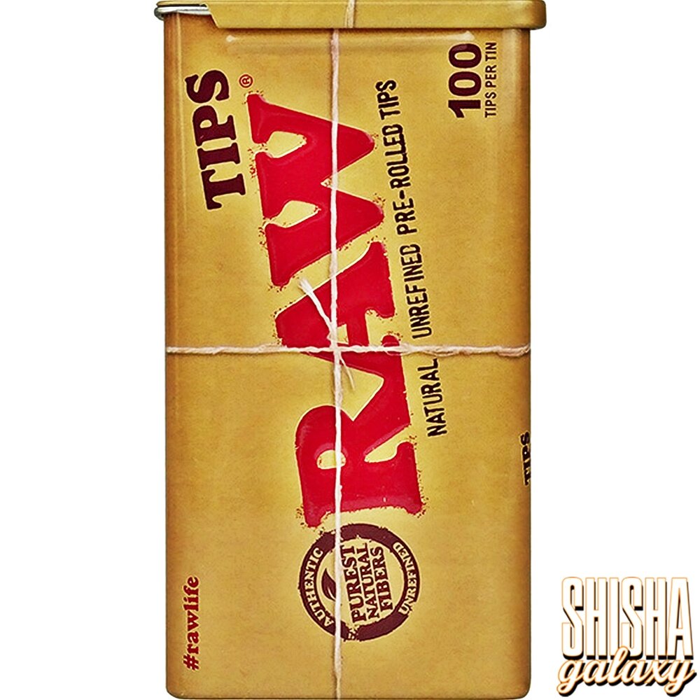 Raw Raw - Natural Unrefined - Pre-Rolled - Filter Tips + Metalldose - Ø 6 mm - 100 Tips