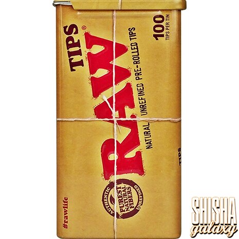 Raw Raw - Natural Unrefined - Pre-Rolled - Filter Tips + Metalldose - Ø 6 mm - 100 Tips