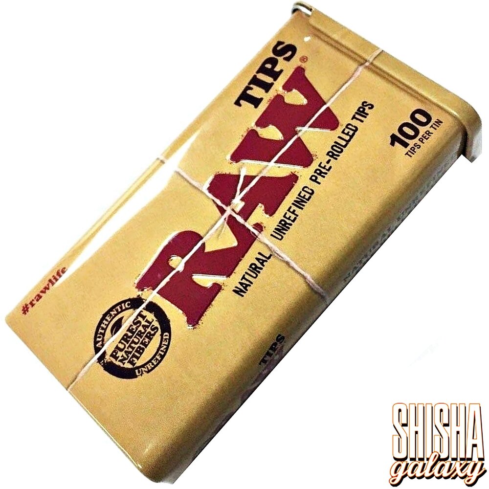 Raw Raw - Natural Unrefined - Pre-Rolled - Filter Tips + Metalldose - Ø 6 mm - 100 Tips