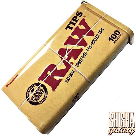 Raw Raw - Natural Unrefined - Pre-Rolled - Filter Tips + Metalldose - Ø 6 mm - 100 Tips