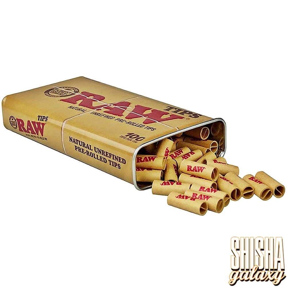 Raw Raw - Natural Unrefined - Pre-Rolled - Filter Tips + Metalldose - Ø 6 mm - 100 Tips