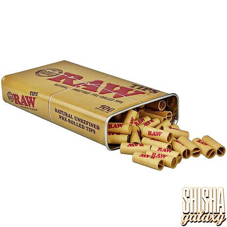 Raw Raw - Natural Unrefined - Pre-Rolled - Filter Tips + Metalldose - Ø 6 mm - 100 Tips