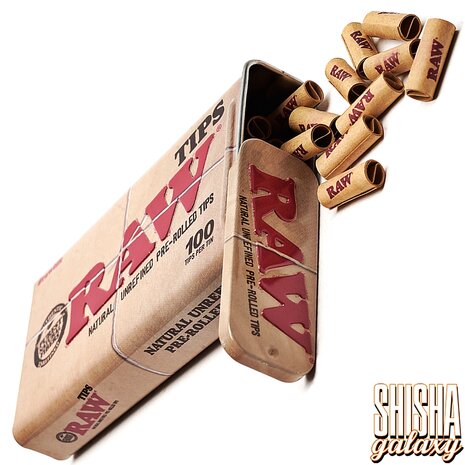 Raw Raw - Natural Unrefined - Pre-Rolled - Filter Tips + Metalldose - Ø 6 mm - 100 Tips