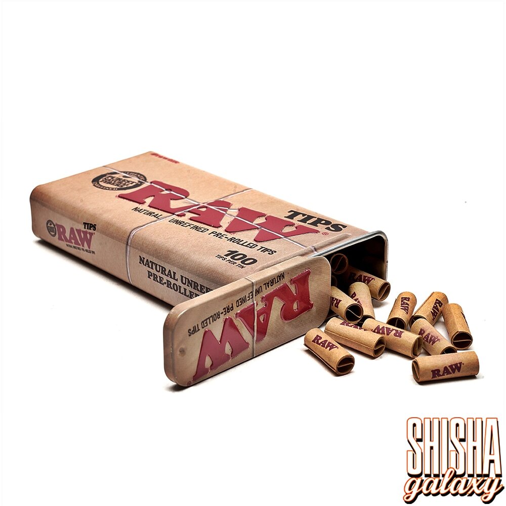 Raw Raw - Natural Unrefined - Pre-Rolled - Filter Tips + Metalldose - Ø 6 mm - 100 Tips