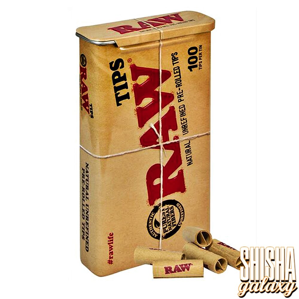 Raw Raw - Natural Unrefined - Pre-Rolled - Filter Tips + Metalldose - Ø 6 mm - 100 Tips