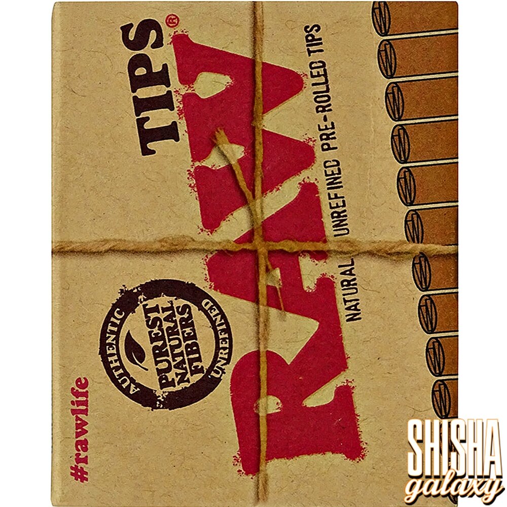 Raw Raw - Natural Unrefined - Pre-Rolled - Filter Tips + Schachtel - Ø 6 mm - 21 Tips