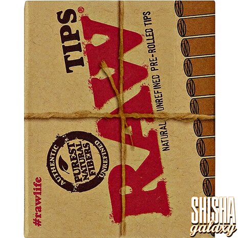 Raw Raw - Natural Unrefined - Pre-Rolled - Filter Tips + Schachtel - Ø 6 mm - 21 Tips