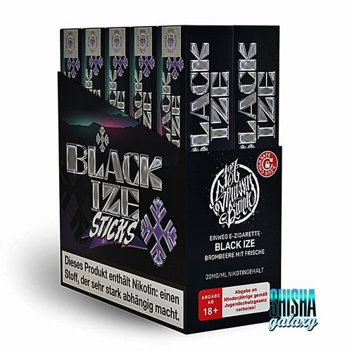 187 Strassenbande 187 Vape - Black Ize - 20er Packung / Display (Sparset) - Einweg E-Shisha - 600 Züge / Nikotin 20 mg