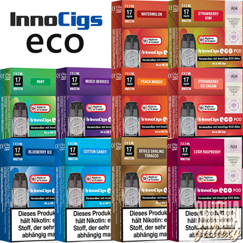 InnoCigs InnoCigs - ECO - Liquid Pod Probierset - 10 Sorten / 20 Liquid Pods - Nikotin 17 mg