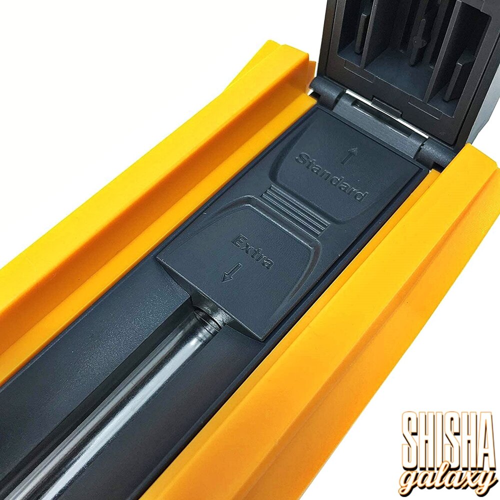 Gizeh Gizeh - Vario - Gelb - UNIVERSAL - 4er Pack - Filterhülsen Stopfer / Stopfgerät / Stopfmaschine mit Antirutsch-Boden & Stopfhilfe