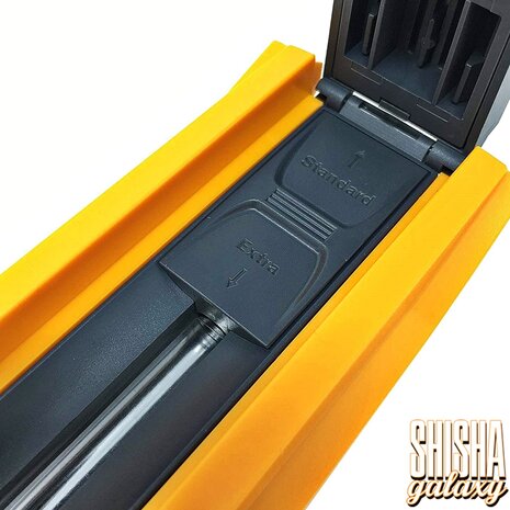 Gizeh Gizeh - Vario - Gelb - UNIVERSAL - 4er Pack - Filterhülsen Stopfer / Stopfgerät / Stopfmaschine mit Antirutsch-Boden & Stopfhilfe