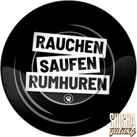 Metall - "Rauchen Saufen Rumhuren" - Aschenbecher - Ø 14 cm