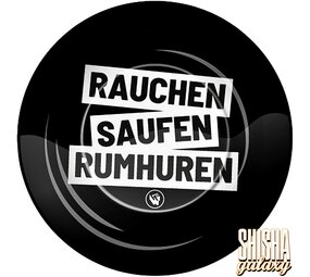 Fire Flow Metall - "Rauchen Saufen Rumhuren" - Aschenbecher - Ø 14 cm Fire Flow Metall - "Rauchen Saufen Rumhuren" - Aschenbecher - Ø 14 cm