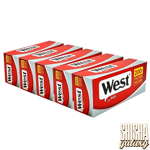 West West - Red - King Size - Filterhülsen - 5 x 200 Stück (1000 Stk)