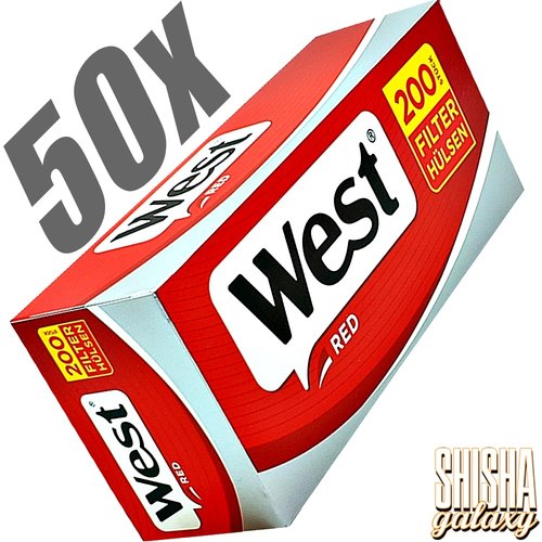 West West - Red - King Size - Filterhülsen - 50 x 200 Stück (10.000 Stk)