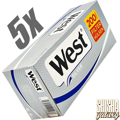 West West - Silver - King Size - Filterhülsen - 5 x 200 Stück (1000 Stk)