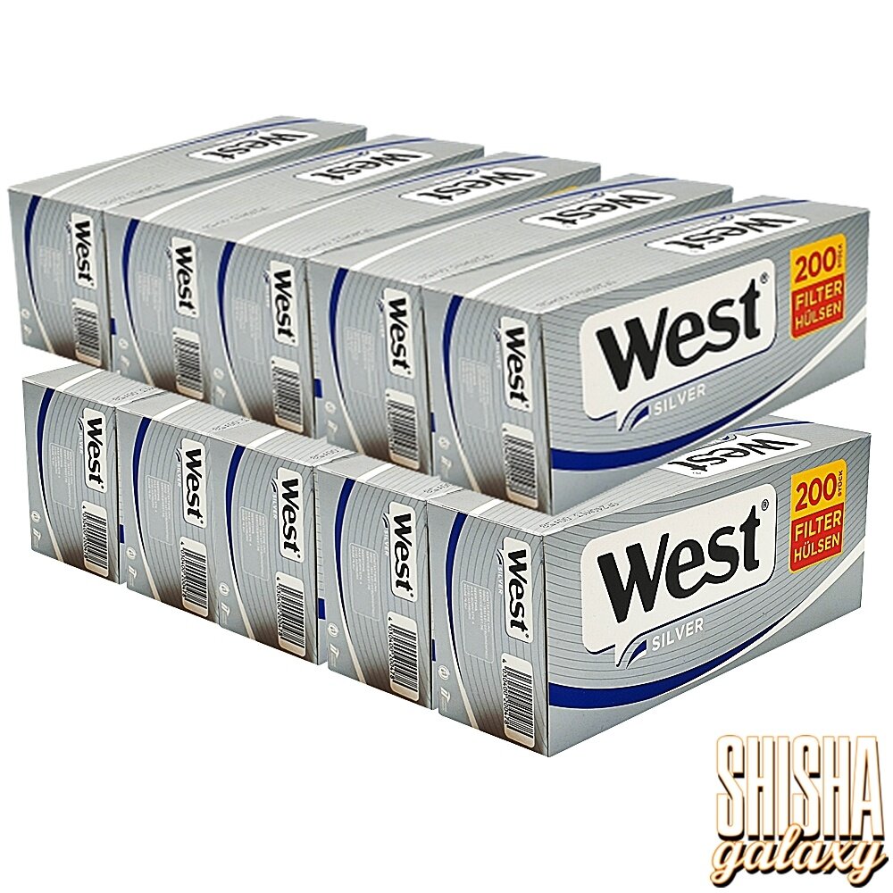 West West - Silver - King Size - Filterhülsen - 10 x 200 Stück (2000 Stk)