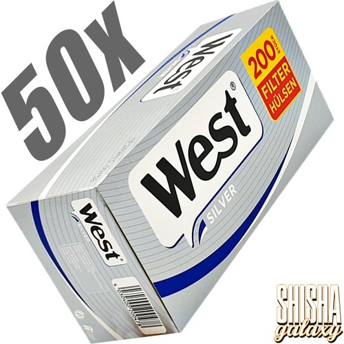 West West - Silver - King Size - Filterhülsen - 50 x 200 Stück (10.000 Stk)