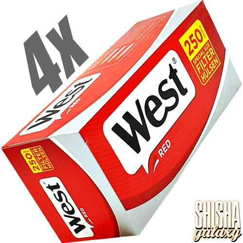 West West - Red - Extra - Special Size - Filterhülsen - 4 x 250 Stück (1000 Stk)